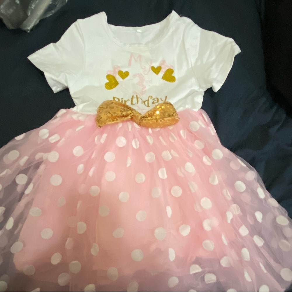 Pink and Gold Kids Formal Dress